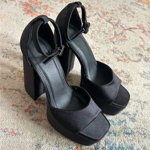 Forever21 Black Satin Platform